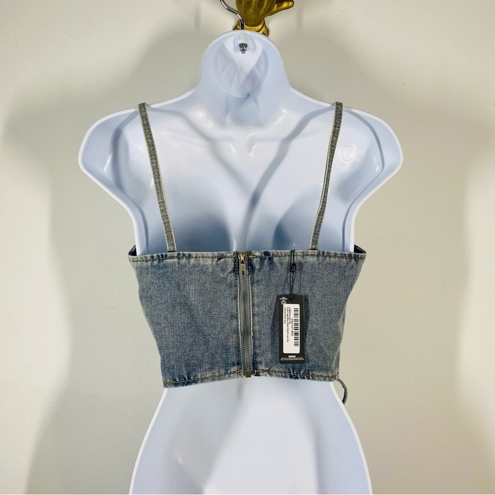 PrettyLittleThing Denim Lace-Up Tank Top - Picture 5 of 10